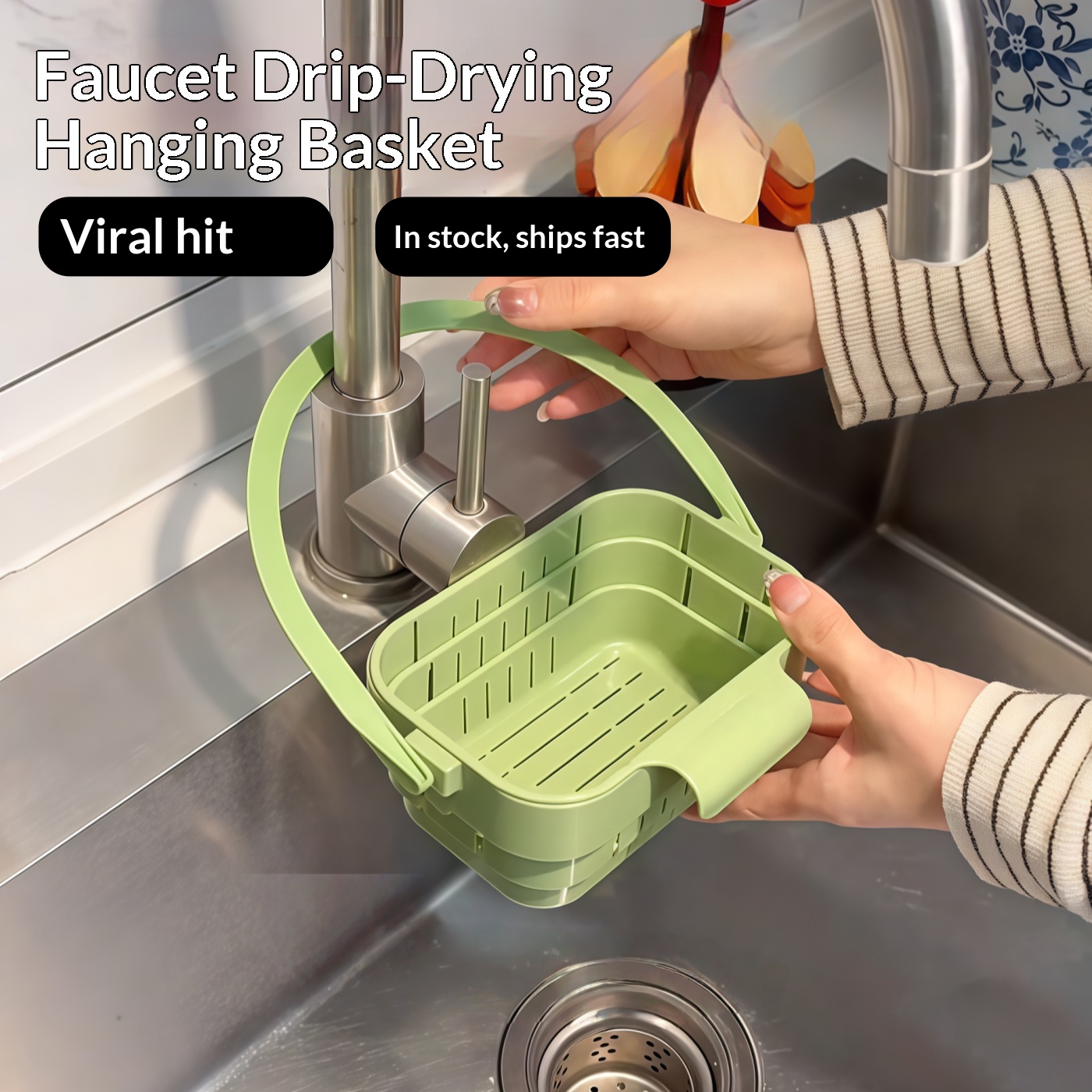 Kitchen Hanging Gadgets - Keranjang Saringan Wastafel Lipat, Saringan Keran