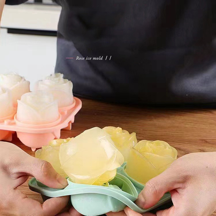 Cetakan es mawar 3D 4 lubang b - Kitchen Hanging Gadgets ulasan dan harga